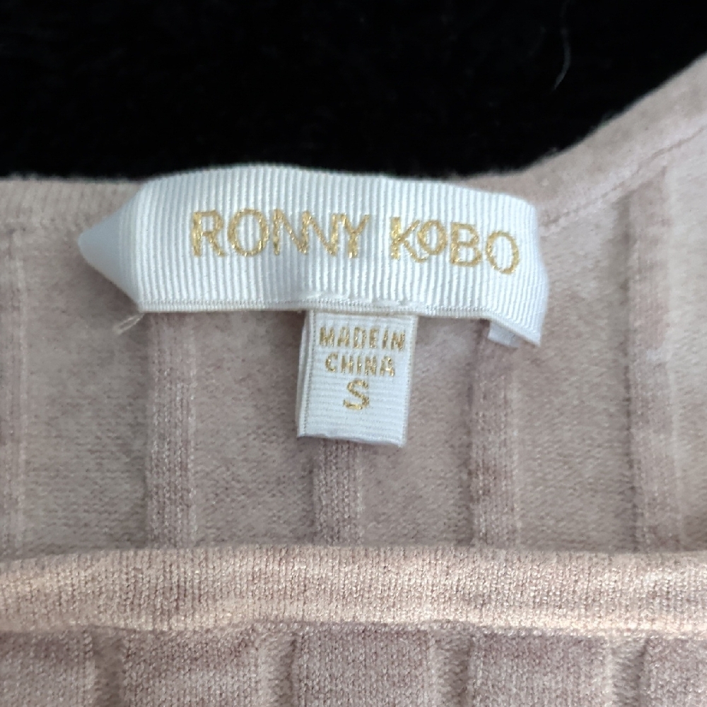 Ronny Kobo Rosette Oatmeal One-Shoulder Top - Picture 2 of 4